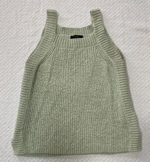 J.Crew Re-Imagined Sage Green Knit Tank Top Sweater Square Neck Size XS Cotton